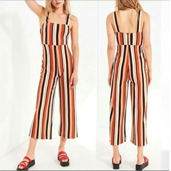 Urban Outfitters Striped Jumpsuit Sleeveless Wide Leg Boho Summer Casual Soft XS - Picture 6 of 15